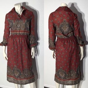 Gorgeous Vintage 1970s Boho Paisley Dress